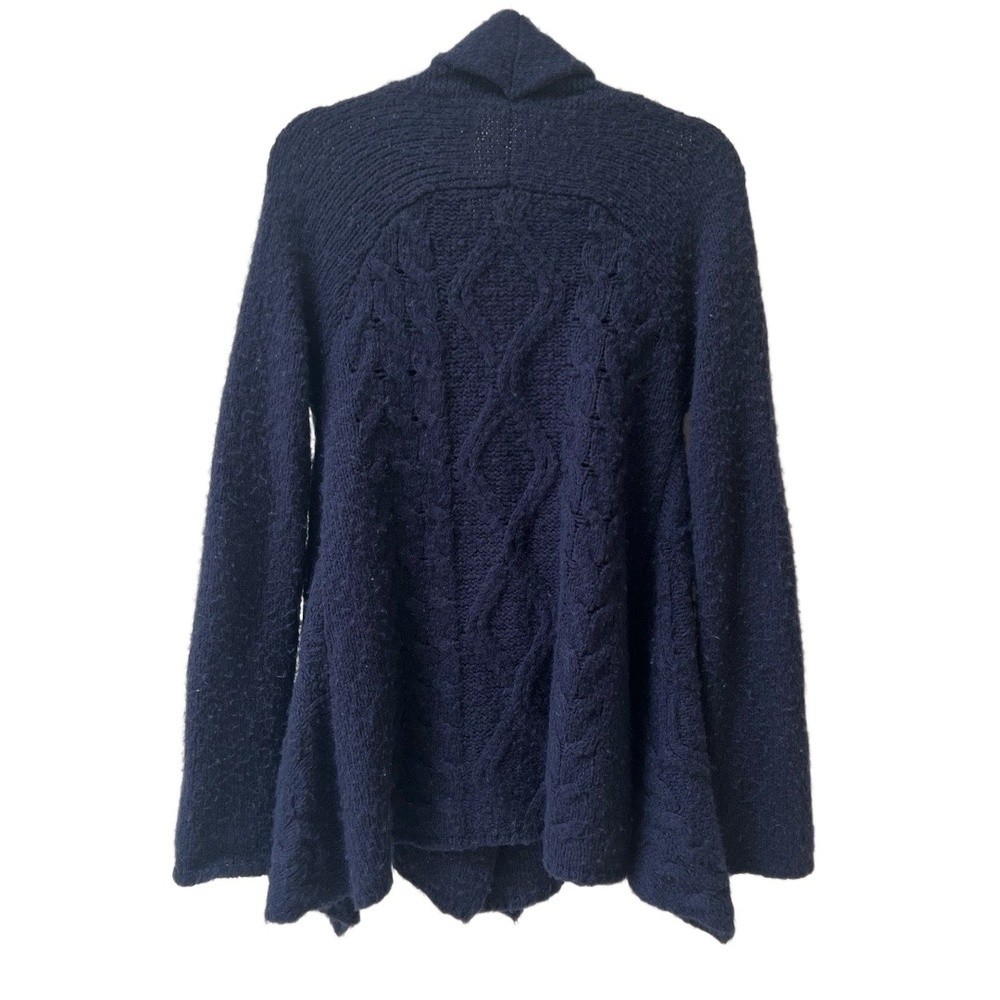 Free People Far Away Cable Knit Cardigan Womens Size M Blue Shawl Collar - Picture 10 of 13